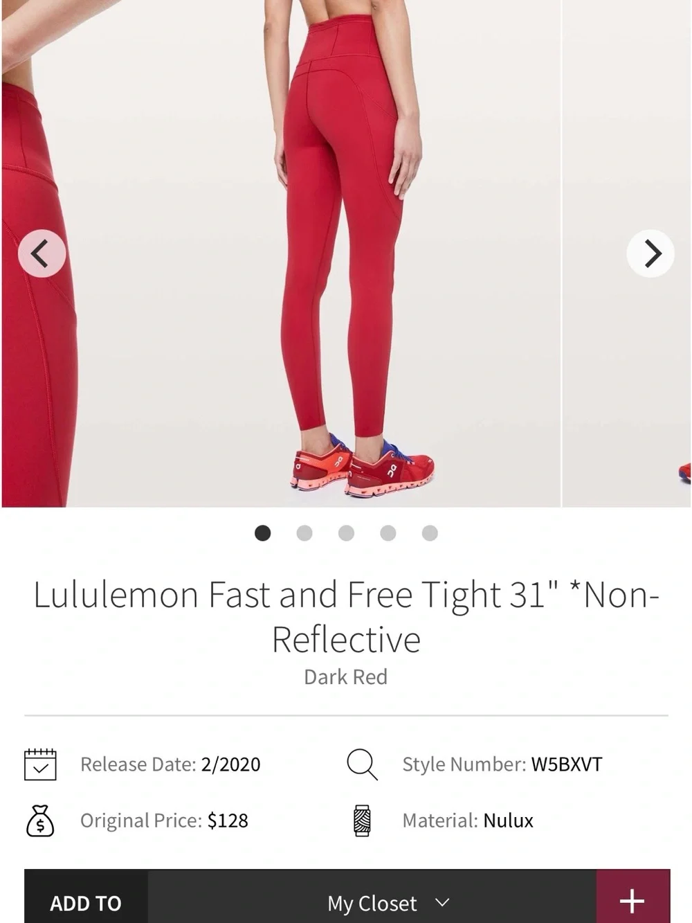 lululemon 31” Fast & Free Tight Non-Reflective Leggings